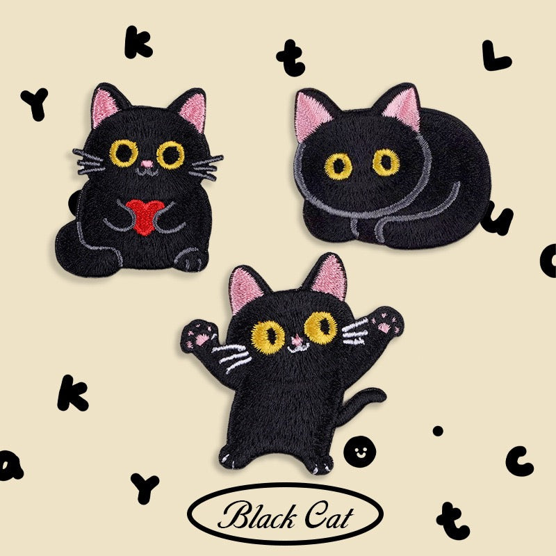 Pink-Eared Black Kitten Patches (Stick-On)