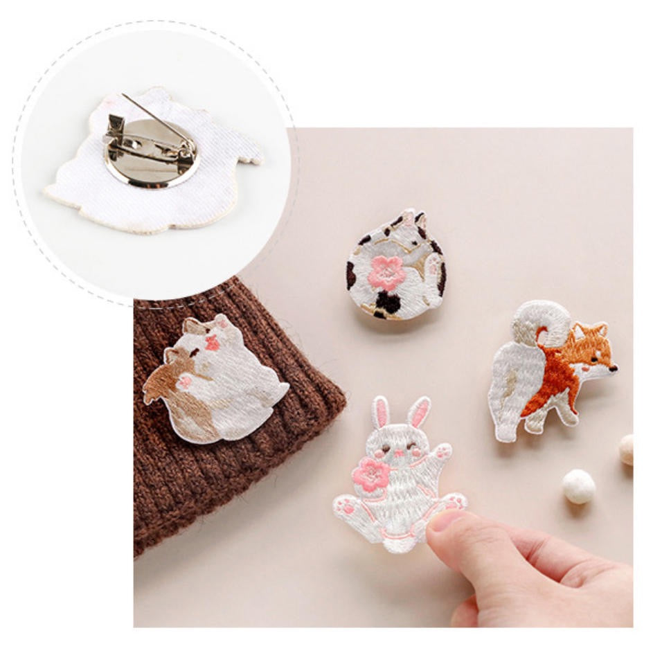 Embroidered Pins of Lovely Pets