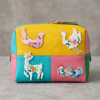 chinoiserie vintage floral animal stick-on embroidered patch on makeup bag