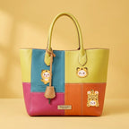 kawaii chubby tiger embroidered stick-on patch on tote bag