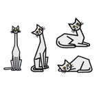 full set of 4 minimalist white cat stick-on embroidered patches