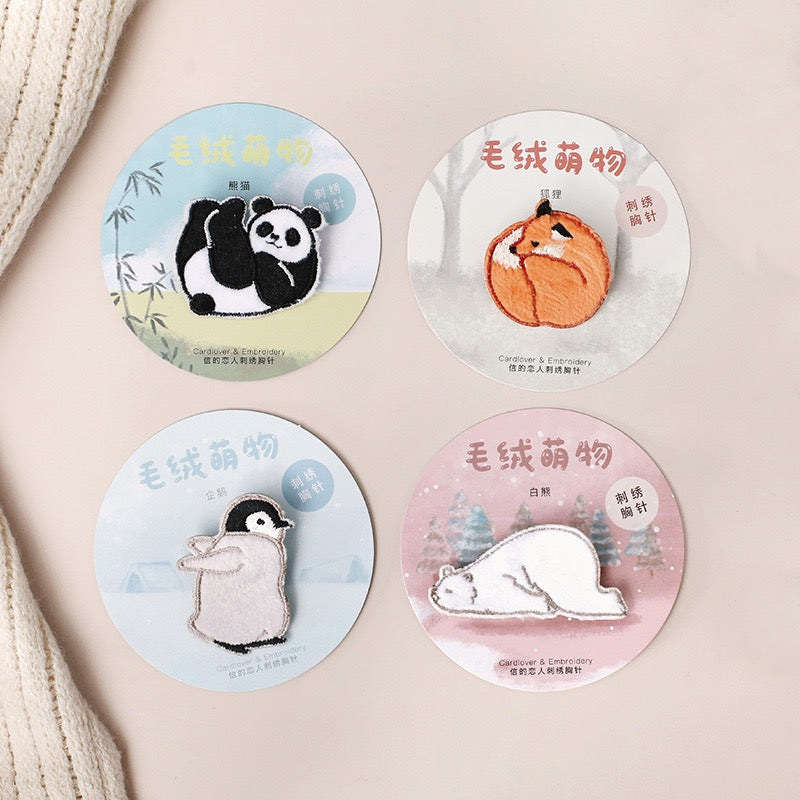 Embroidered Pins of Cute Animals
