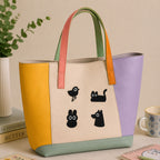 derpy black animal embroidered stick-on patches on canvas tote bag