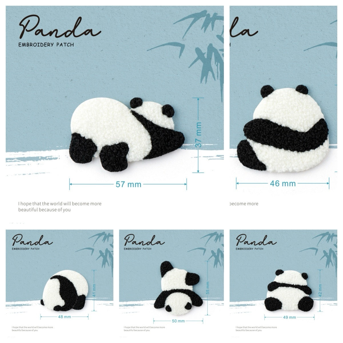 Fuzzy Panda Gymnastics Embroidered Stick-On Patches | CheerCove