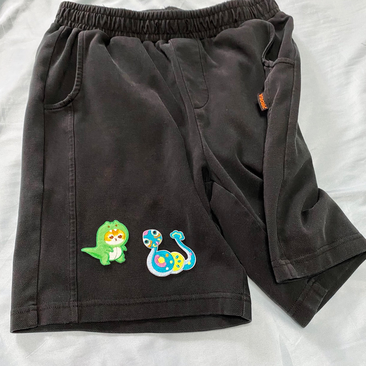 cute lucky snake embroidered stick-on patch on pants