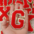 6-Color Suede Gold Trim Alphabet Patches (Iron-On)