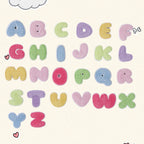 pastel macaroon mini alphabet embroidered stick-on patches complete A to Z set