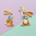 set of 2 bunny balloon embroidered stick-on patches