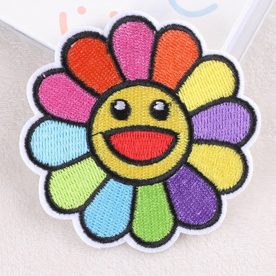 Rainbow Smiley Flower Patches (Stick-On)
