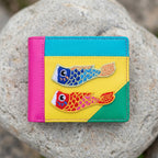 Japanese koi fish koinobori stick-on embroidered patch on wallet