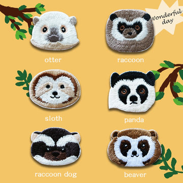 Otter, Panda, Sloth, Raccoon, Beaver, and Raccoon dog Embroidered Patches - Multiple Designs Available - CheerCove