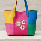 chinese lucky fortune stick-on embroidered patch on canvas tote bag