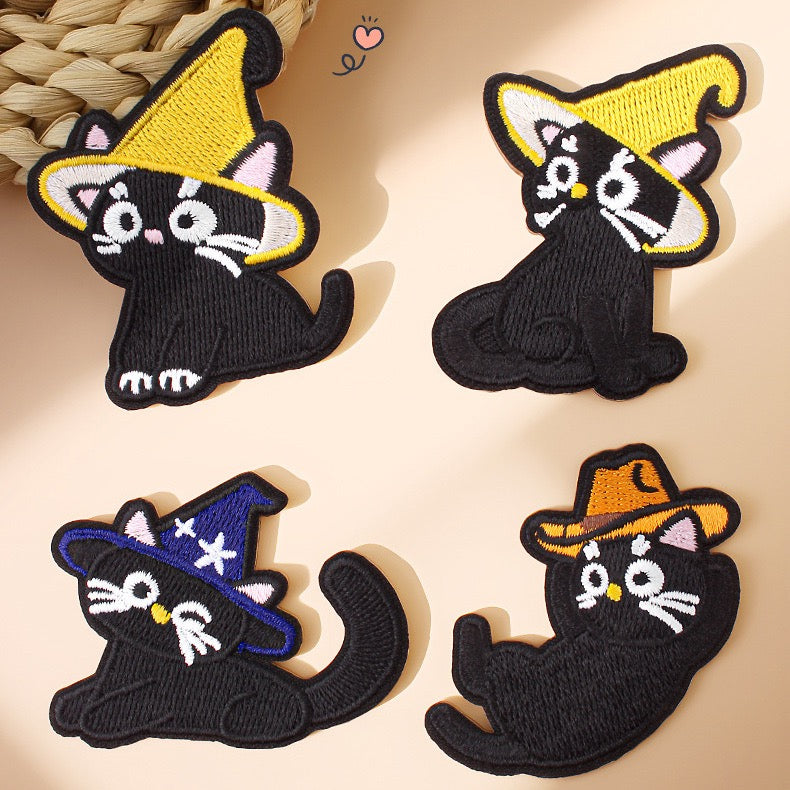 Hooded Black Cat Patches (Stick-On) - CheerCove