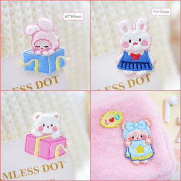 Adorable Plush Bunny & Bear Patches (Stick-On)