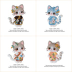 4-piece kawaii cat cheongsam dress 3D embroidered stick-on patches full set