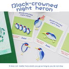 black-crowned night heron embroidered stick-on patches with and without packaging