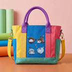 grumpy chunky blue cat manul embroidered stick-on patch on handbag