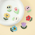 googly eyes floral garden embroidered stick-on patches full set flat lay