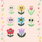 set of eight googly eyes floral garden embroidered stick-on patches