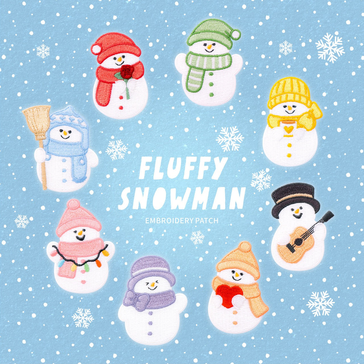 Fluffy Snow Man Patches (Stick-On)
