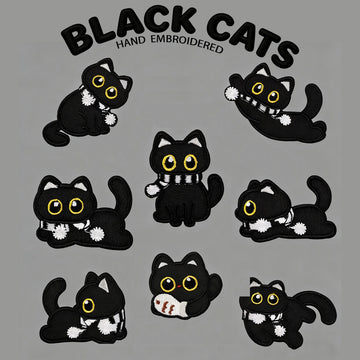 Scarf-Wearing Black Cat Patches (Stick-On) - CheerCove