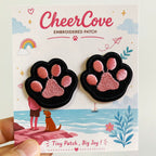 cat paw embroidered stick-on patch with packaging