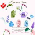 full set of ten whimsical flora and ceramic vase embroidered stick-on patches