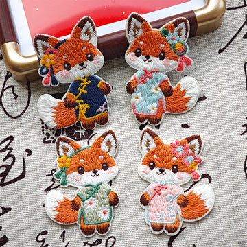 Kawaii Chinoiserie Fox Patches (Stick-On)