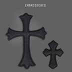 Black Faux Leather Cross Embroidered Patches - CheerCove