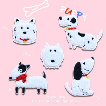 White Pet Dog Embroidered Patches - Multiple Designs Available - CheerCove