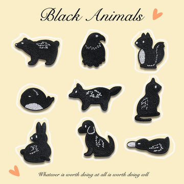 Black Animals ② Embroidered Patches Embroidered Patches - Multiple Designs Available - CheerCove