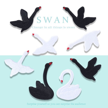 Black & White Swan Embroidered Patches - Multiple Designs Available - CheerCove