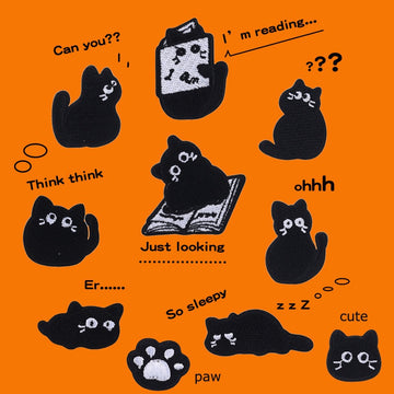 Black Kitty Embroidered Patches - Multiple Designs Available - CheerCove