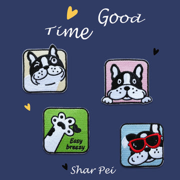 Wrinkly Shar-Pei Embroidered Patches - Multiple Designs Available - CheerCove