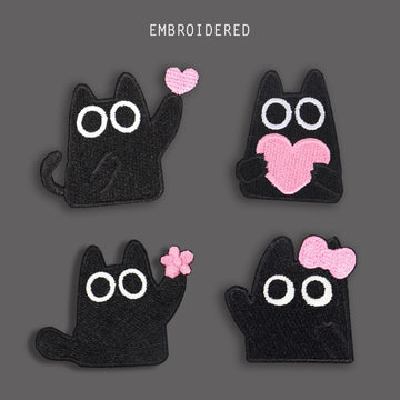 Black Cat with Pink Patches(Stick-On)