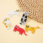 set of five funny derpy meme-style cat embroidered stick-on patches