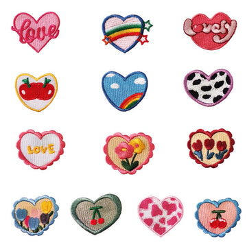 Assorted Heart Embroidered Patches - Multiple Designs Available - CheerCove