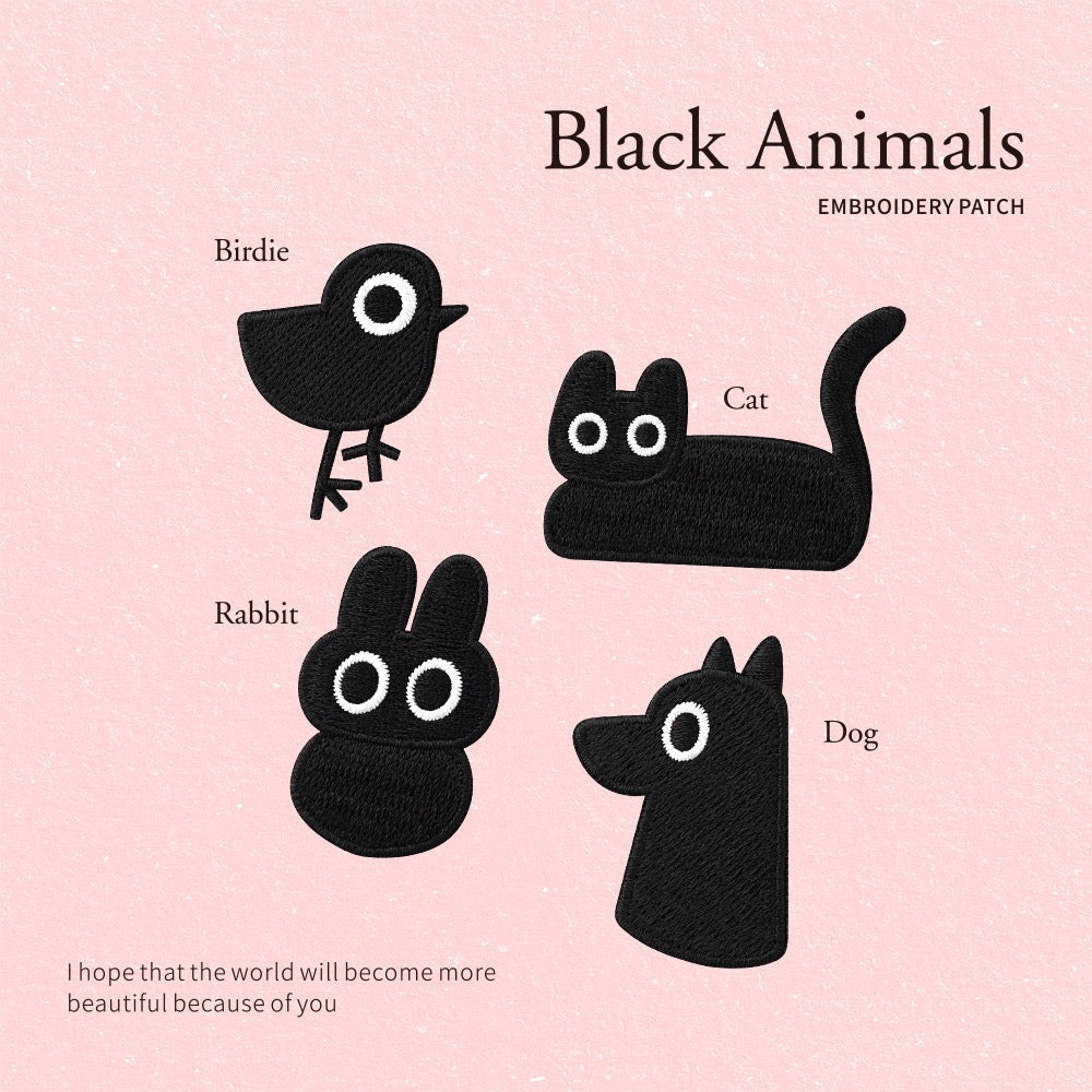 Black Animals Embroidered Patches - Multiple Designs Available - CheerCove