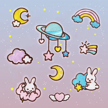 Moon with Clouds Planet Embroidered Patches - Multiple Designs Available - CheerCove