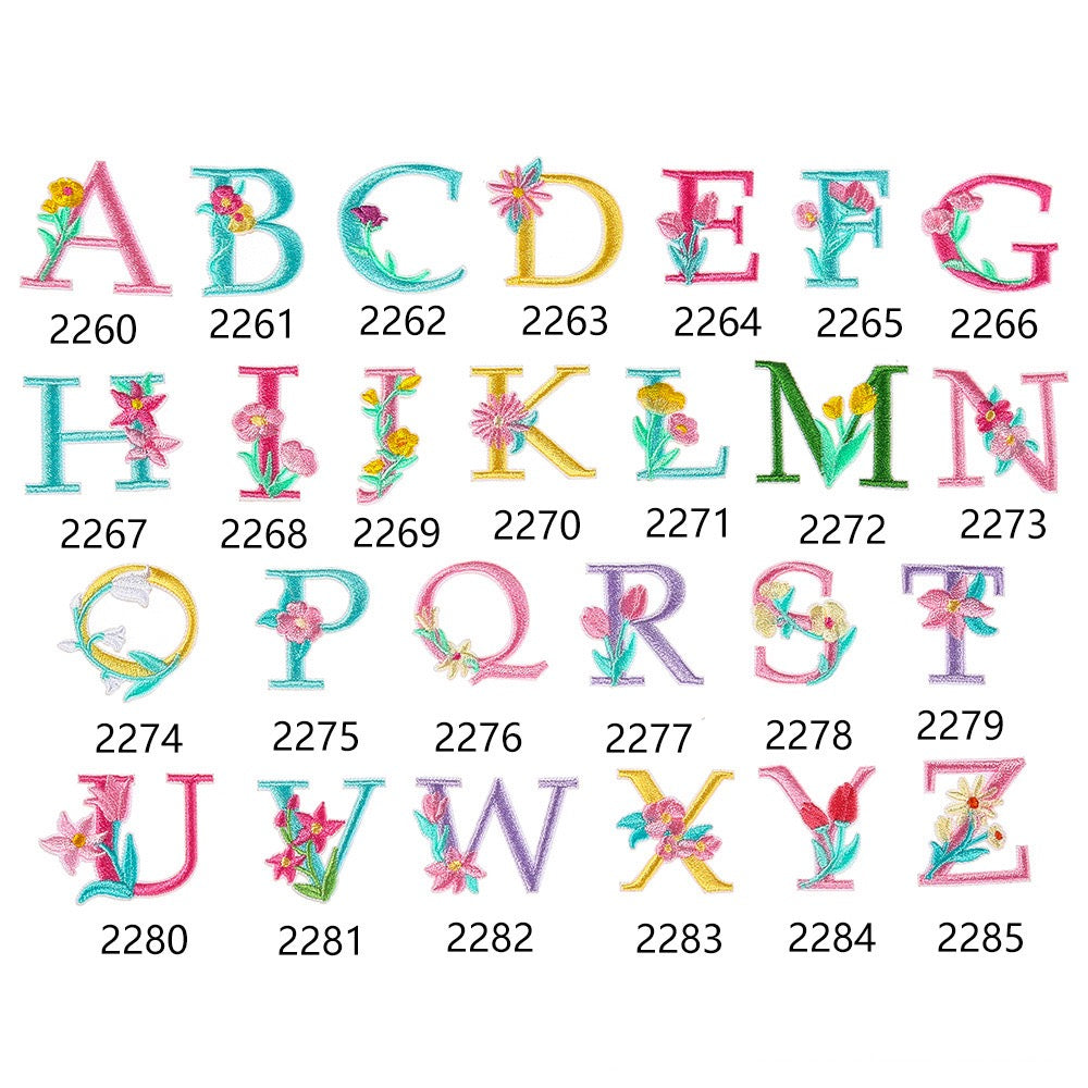 Flower and Alphabet Embroidered Patches - CheerCove