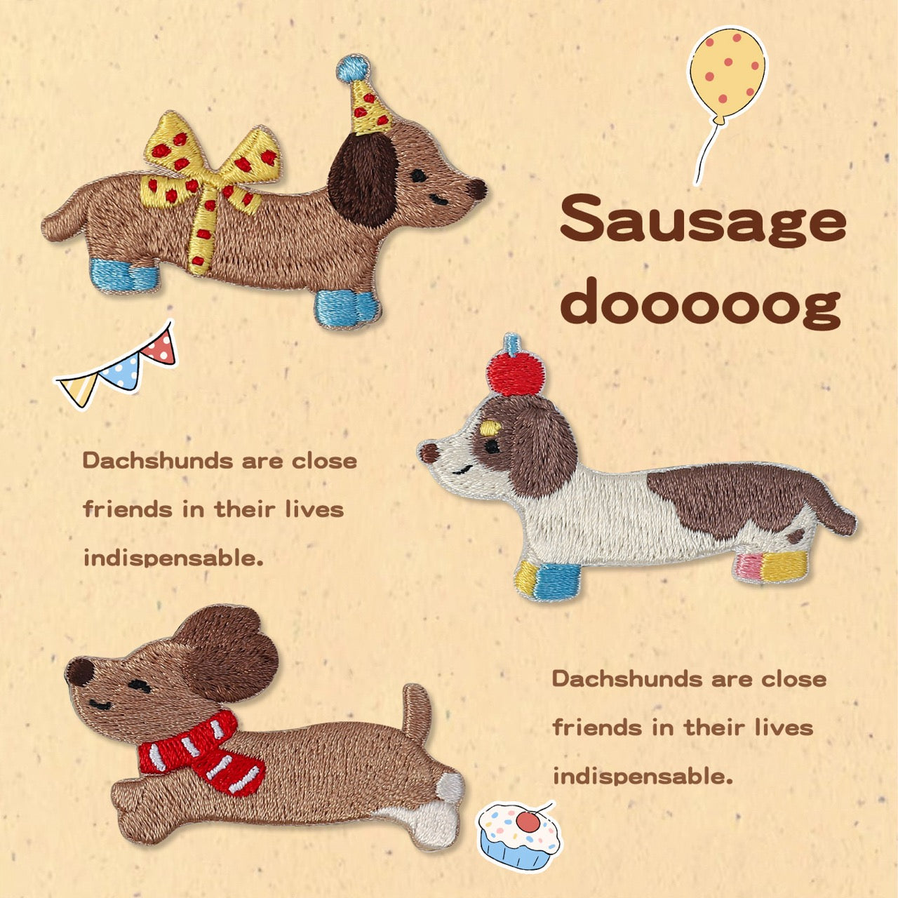 Sausage Dog Embroidered Patches - Multiple Designs Available - CheerCove