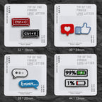four internet symbols embroidered stick-on patches complete set — all four pairs