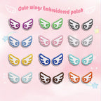 set of twelve colorful mini angel wings embroidered stick-on patches