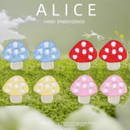 set of four polka dot mushroom pair embroidered stick-on patches
