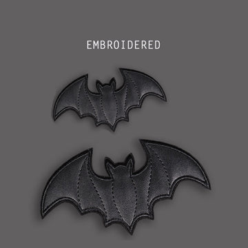 Black Faux Leather Bat Embroidered Patches - CheerCove