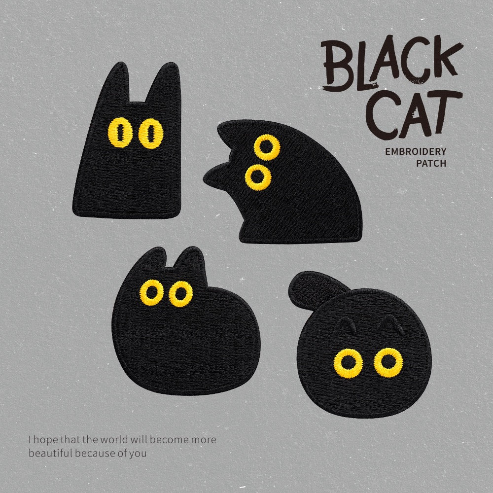 Black Cat Embroidered Patches - Multiple Designs Available - CheerCove