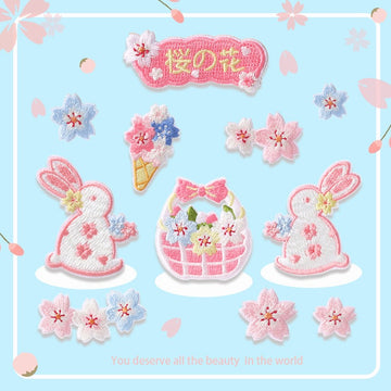 Cherry Blossom Rabbit Embroidered Patches - Multiple Designs Available - CheerCove