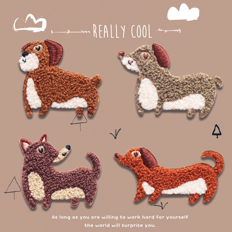 Caramel-Toned Dog Embroidered Patches - Multiple Designs Available - CheerCove