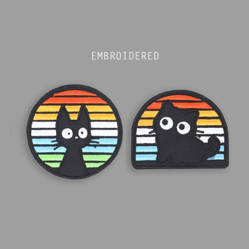 Black Cat in Rainbow Window Patches(Stick-On)