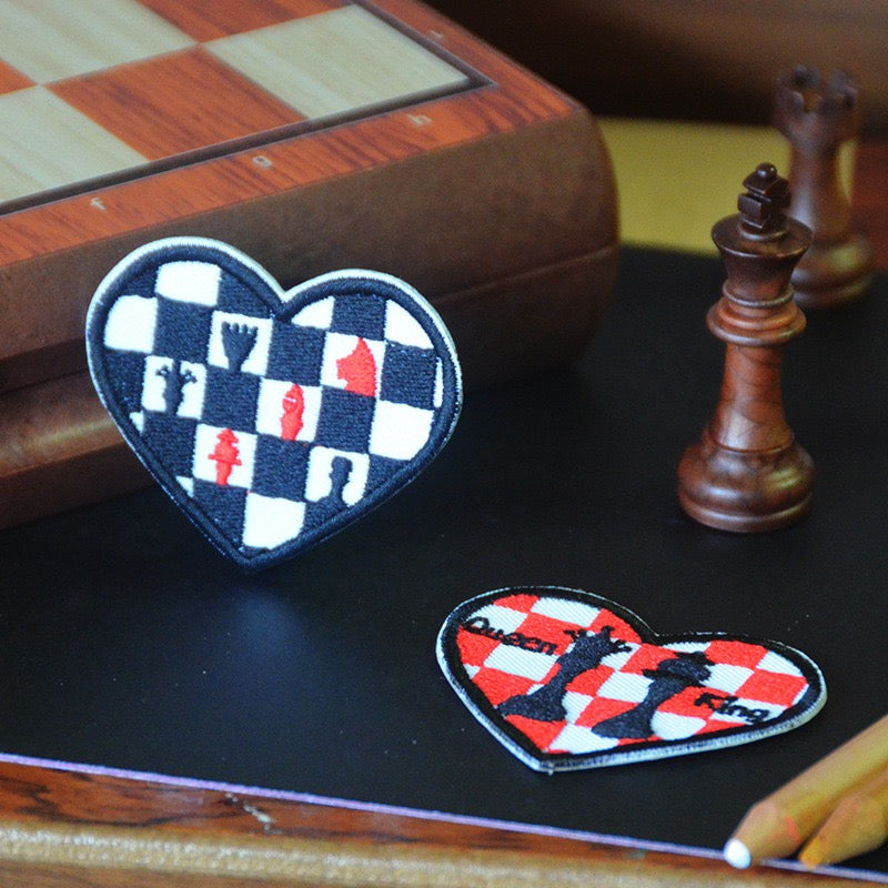 Chess Heart Piece Embroidered Patches - Multiple Designs Available - CheerCove